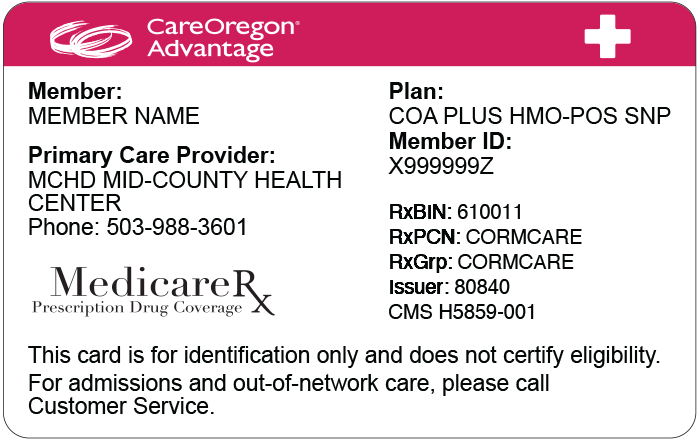 CareOregon Member ID Card